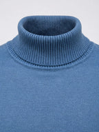 Men's slim fit turtleneck sweater – Blue detail view – Edward & Lawsen
