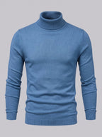 Men's slim fit turtleneck sweater – Blue full view – Edward & Lawsen