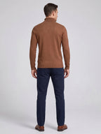 Men's slim fit turtleneck sweater – Brown back view – Edward & Lawsen