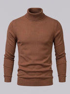 Men's slim fit turtleneck sweater – Brown full view – Edward & Lawsen