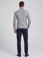 Men's slim fit turtleneck sweater – Gray back view – Edward & Lawsen