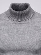 Men's slim fit turtleneck sweater – Gray detail view – Edward & Lawsen