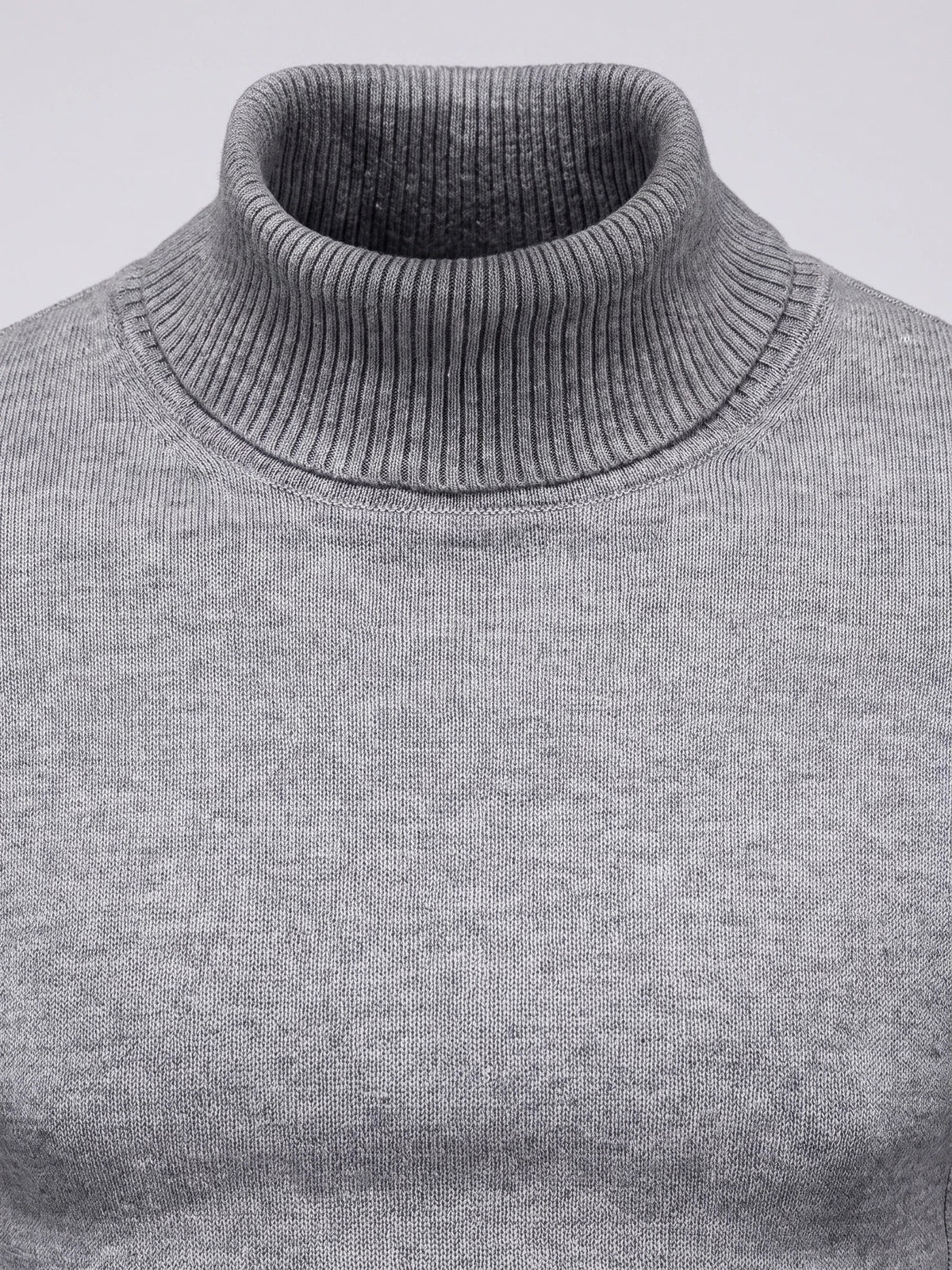 Men's slim fit turtleneck sweater – Gray detail view – Edward & Lawsen