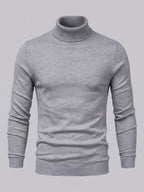 Men's slim fit turtleneck sweater – Gray full view – Edward & Lawsen