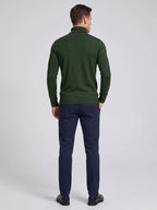 Men's slim fit turtleneck sweater – Green back view – Edward & Lawsen