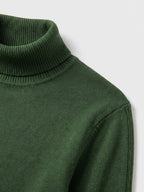 Men's slim fit turtleneck sweater – Green detail view – Edward & Lawsen