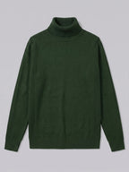 Men's slim fit turtleneck sweater – Green full view – Edward & Lawsen