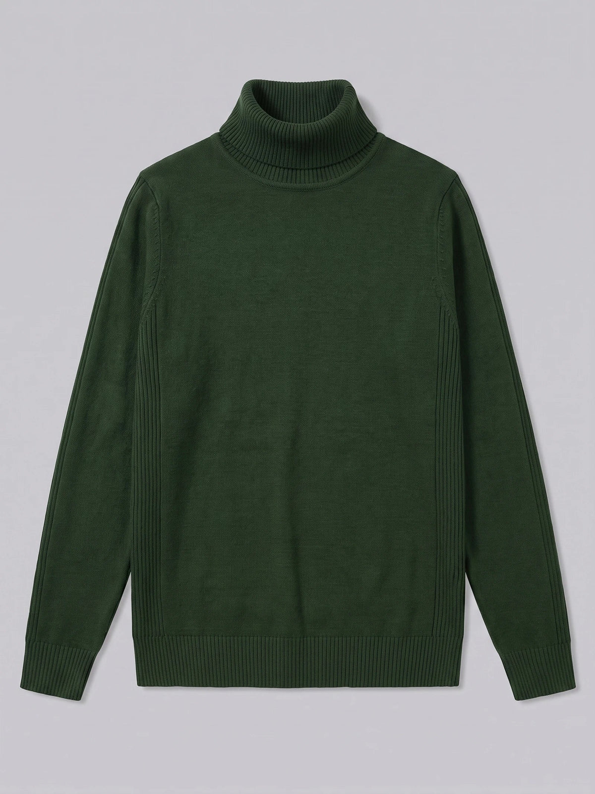 Men's slim fit turtleneck sweater – Green full view – Edward & Lawsen