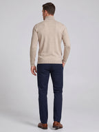 Men's slim fit turtleneck sweater – Khaki back view – Edward & Lawsen