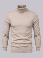 Men's slim fit turtleneck sweater – Khaki full view – Edward & Lawsen