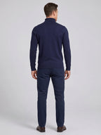 Men's slim fit turtleneck sweater – Navy back view – Edward & Lawsen