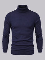 Men's slim fit turtleneck sweater – Navy full view – Edward & Lawsen