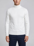 Men's slim fit turtleneck sweater – White front view – Edward & Lawsen