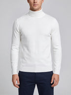 Men's slim fit turtleneck sweater – White front view – Edward & Lawsen