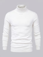 Men's slim fit turtleneck sweater – White full view – Edward & Lawsen