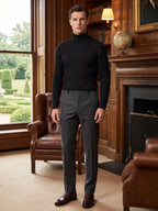 Men's striped turtleneck sweater – Black lifestyle view – Edward & Lawsen