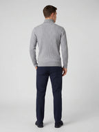 Men's striped turtleneck sweater – Gray back view – Edward & Lawsen