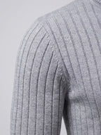 Men's striped turtleneck sweater – Gray detail view – Edward & Lawsen