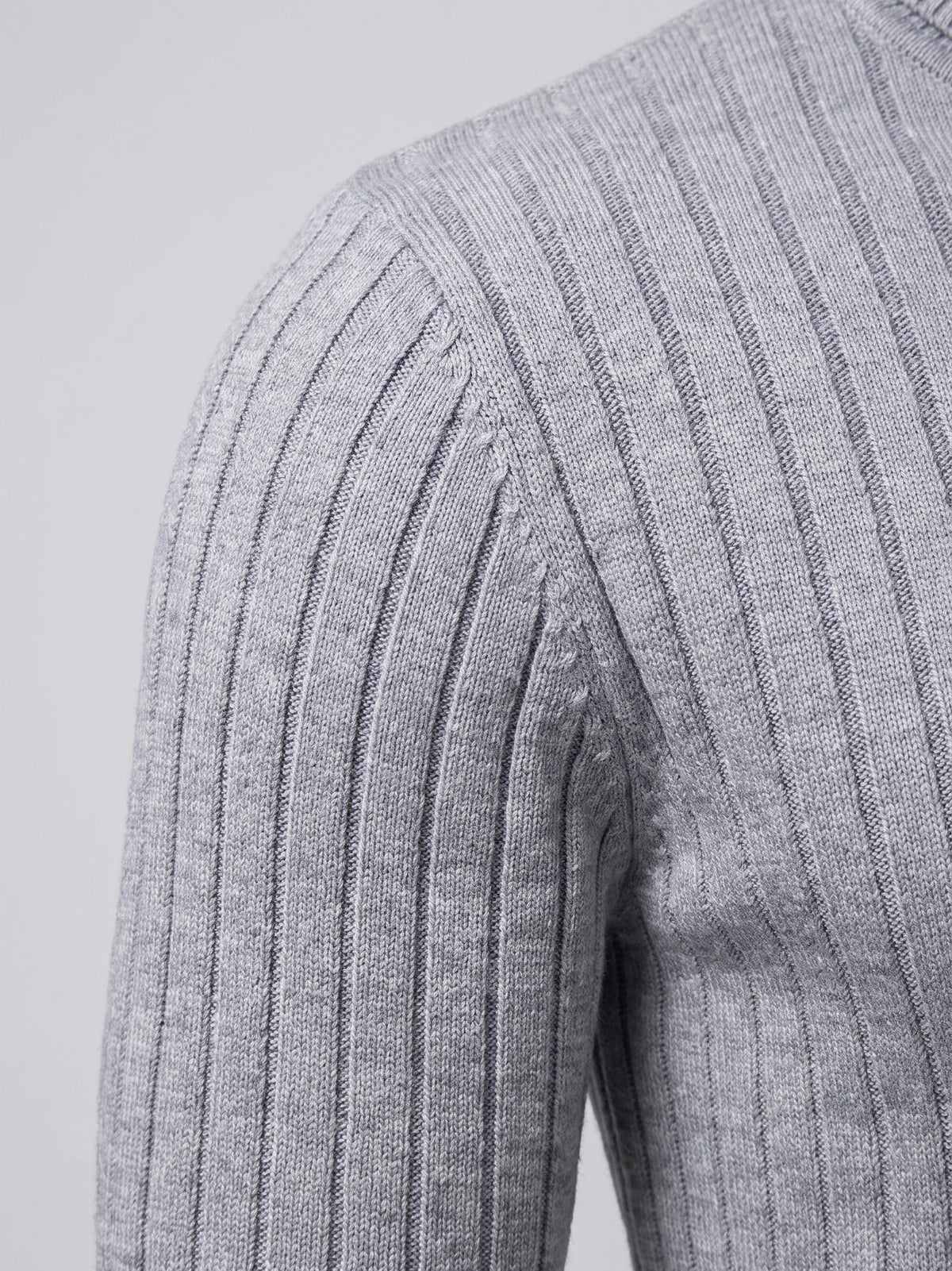 Men's striped turtleneck sweater – Gray detail view – Edward & Lawsen