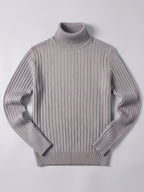 Men's striped turtleneck sweater – Gray full view – Edward & Lawsen