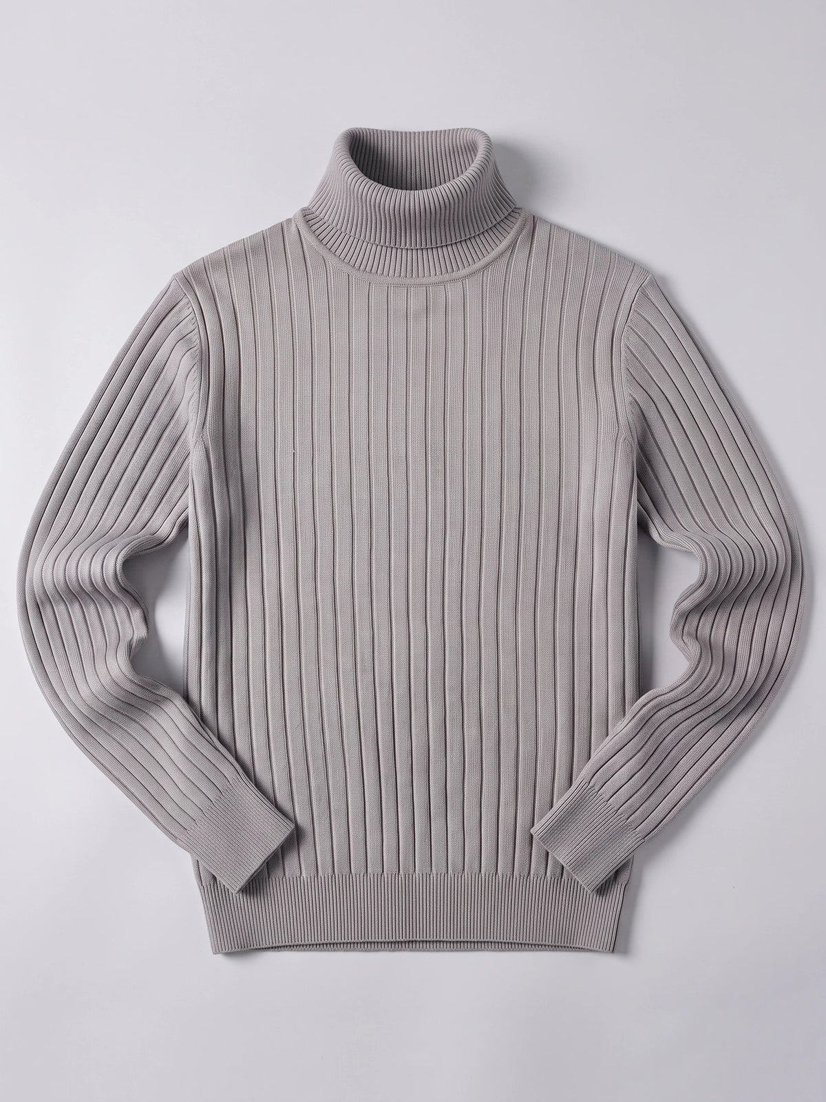 Men's striped turtleneck sweater – Gray full view – Edward & Lawsen