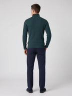 Men's striped turtleneck sweater – Green back view – Edward & Lawsen