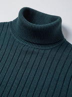 Men's striped turtleneck sweater – Green detail view – Edward & Lawsen