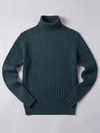 Men's striped turtleneck sweater – Green full view – Edward & Lawsen