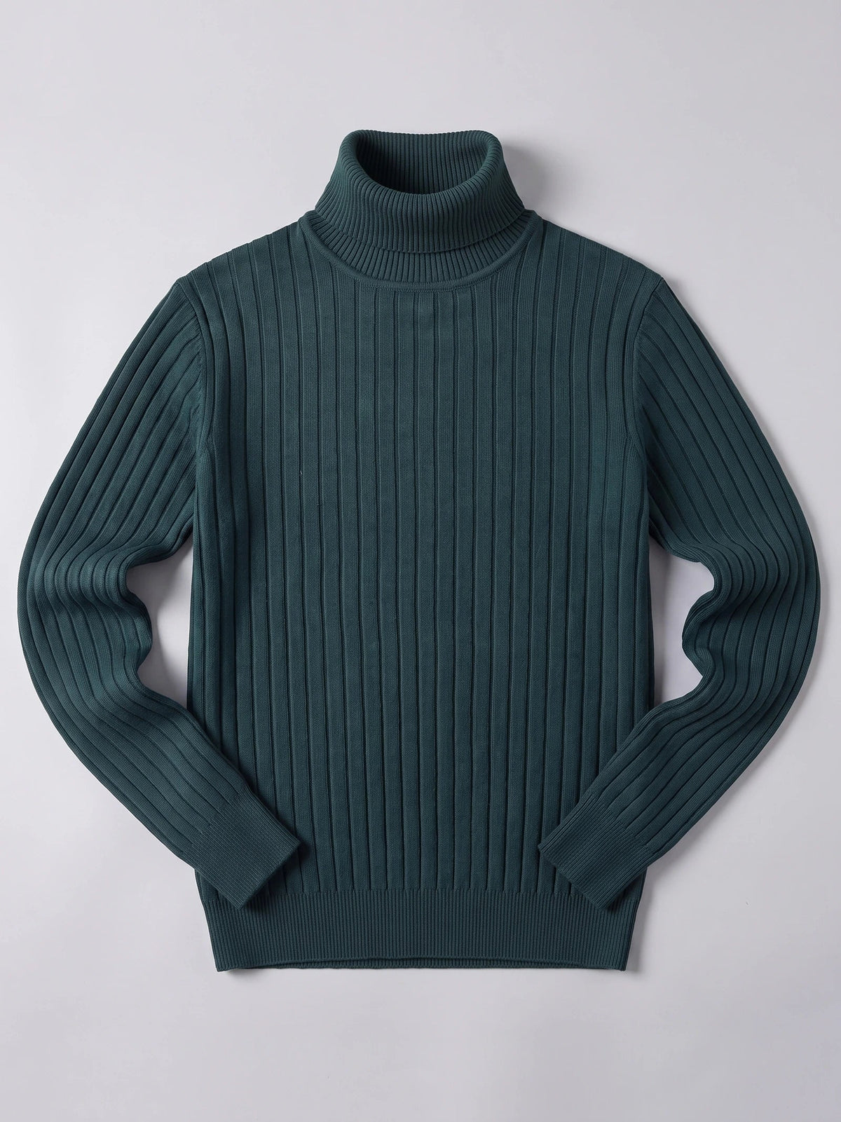 Men's striped turtleneck sweater – Green full view – Edward & Lawsen