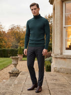 Men's striped turtleneck sweater – Green lifestyle view – Edward & Lawsen