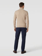 Men's striped turtleneck sweater – Khaki back view – Edward & Lawsen