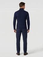Men's striped turtleneck sweater – Navy back view – Edward & Lawsen
