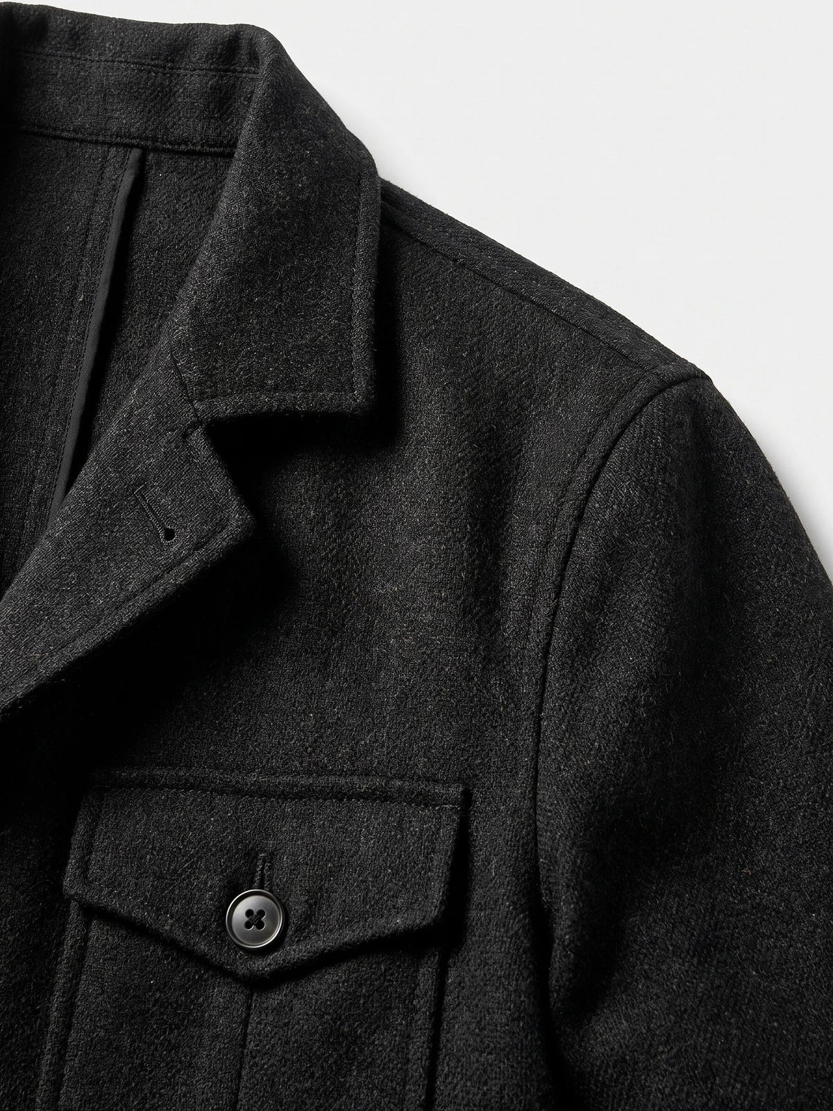 Men's tweed wool blend blazer – Black detail view – Edward & Lawsen