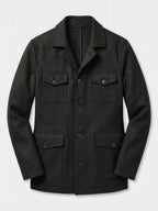 Men's tweed wool blend blazer – Black full view – Edward & Lawsen