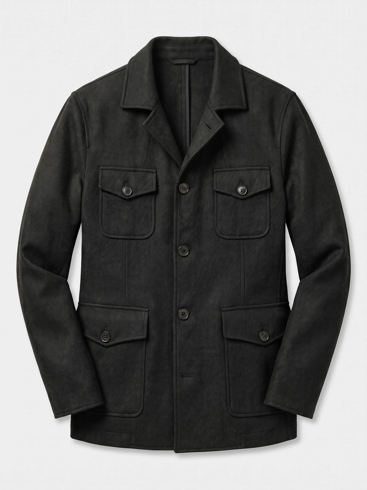 Men's tweed wool blend blazer – Black full view – Edward & Lawsen