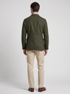 Men's tweed wool blend blazer – Green back view – Edward & Lawsen