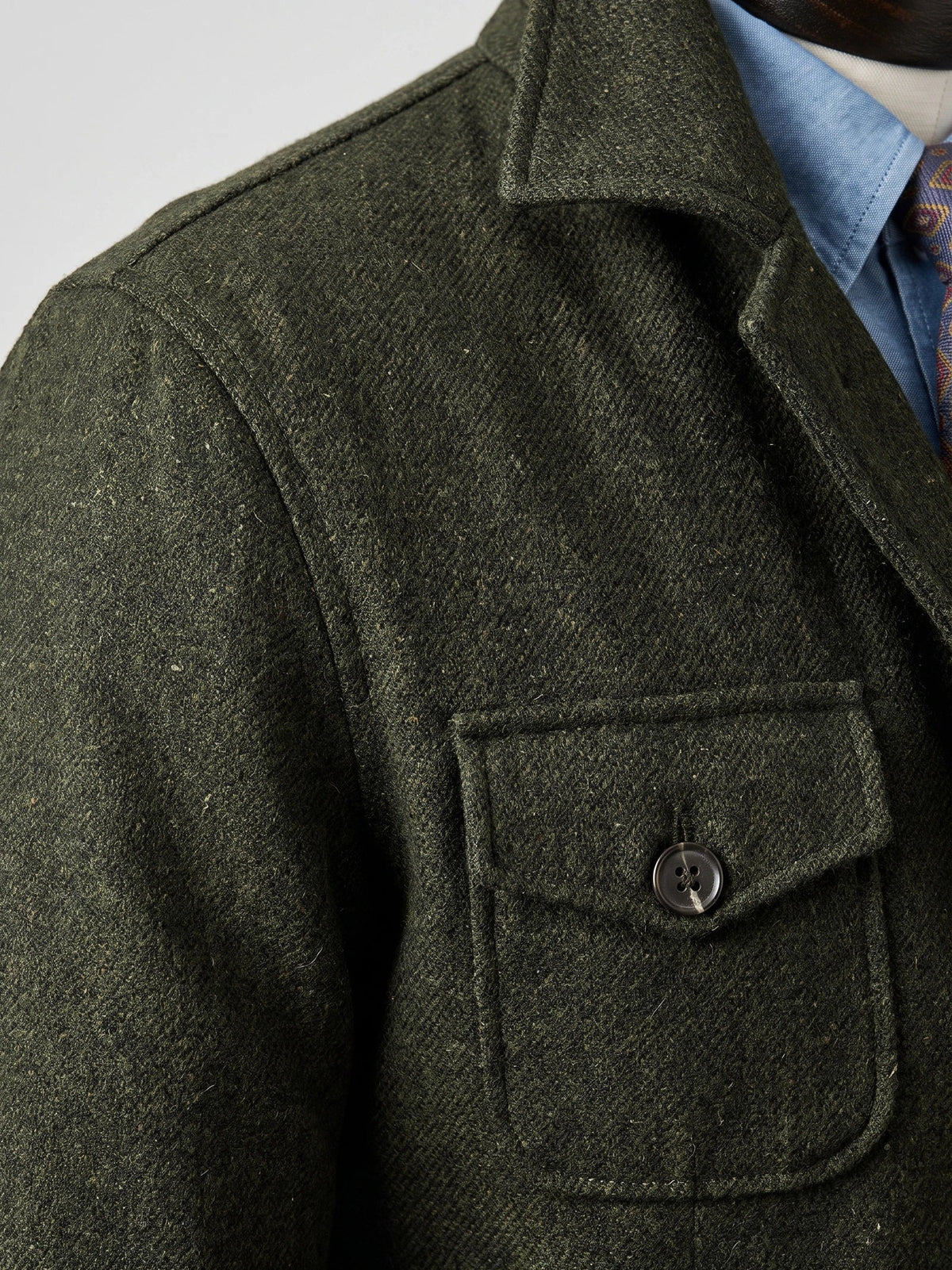Men's tweed wool blend blazer – Green detail view – Edward & Lawsen