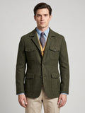 Men's tweed wool blend blazer – Green front view – Edward & Lawsen