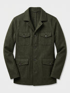 Men's tweed wool blend blazer – Green full view – Edward & Lawsen