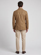 Men's tweed wool blend blazer – Khaki back view – Edward & Lawsen