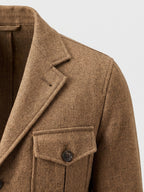 Men's tweed wool blend blazer – Khaki detail view – Edward & Lawsen