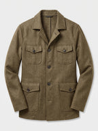 Men's tweed wool blend blazer – Khaki full view – Edward & Lawsen