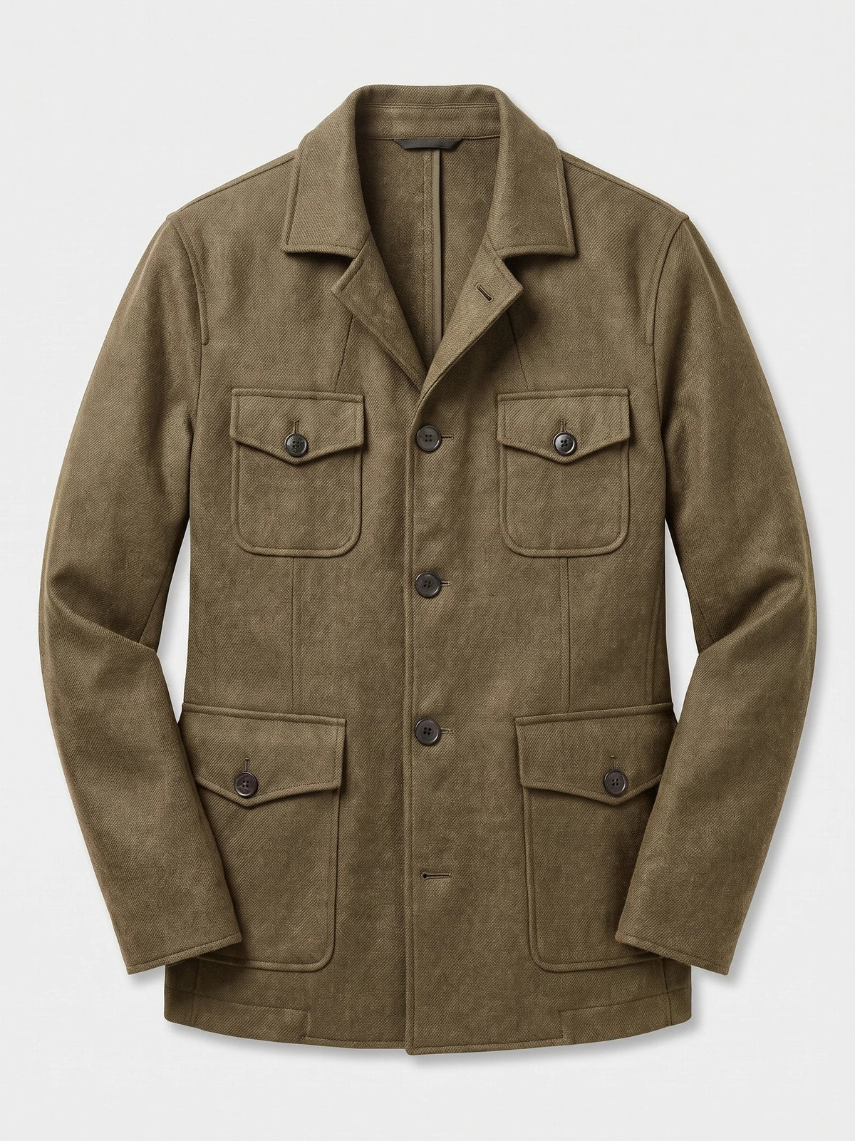 Men's tweed wool blend blazer – Khaki full view – Edward & Lawsen
