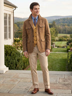 Men's tweed wool blend blazer – Khaki lifestyle view – Edward & Lawsen