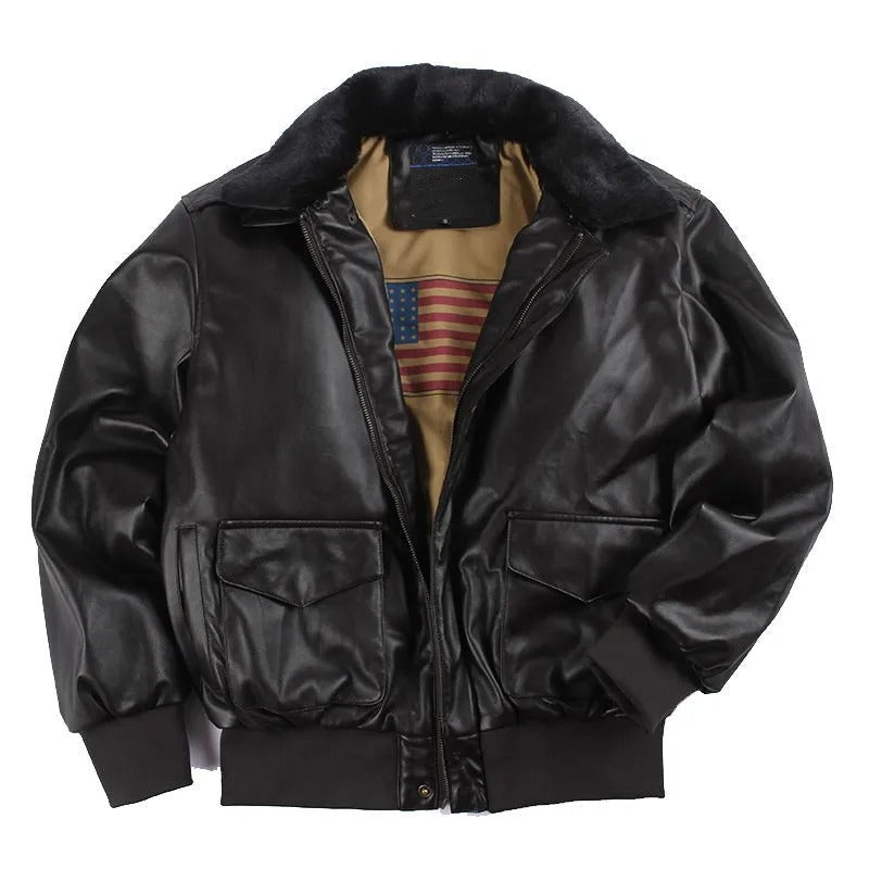 Men's leather bomber jacket – black – Edward Lawson