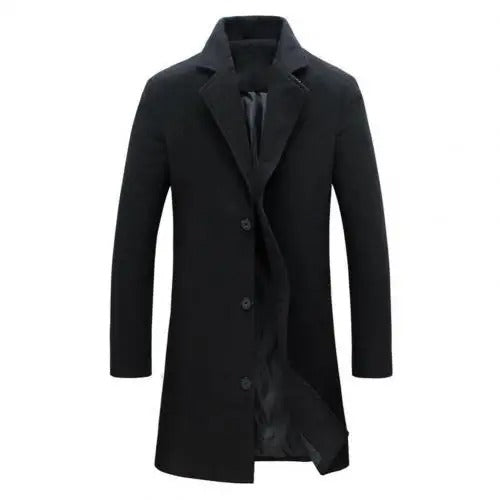 Men's single-breasted long winter coat – black – Edward Lawson