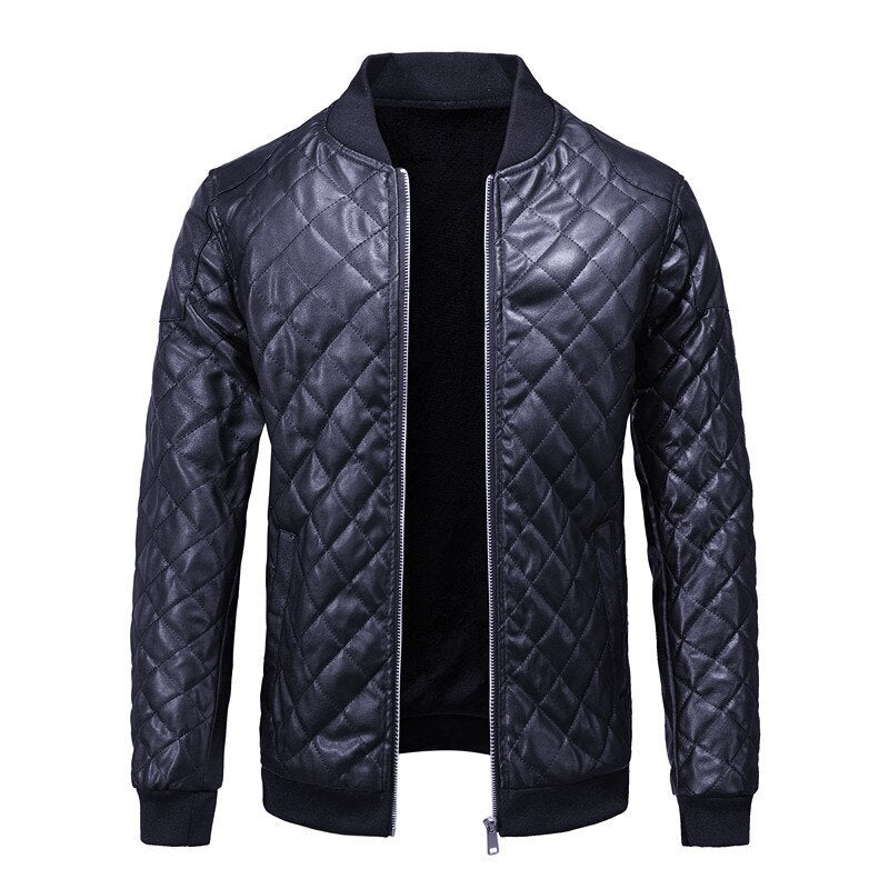 Men's diamond-quilted bomber jacket – Navy Blue – Edward Lawson