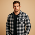 Men's printed hooded overshirt jacket – black – Edward Lawson