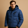 Men's hooded puffer jacket – black – Edward Lawson