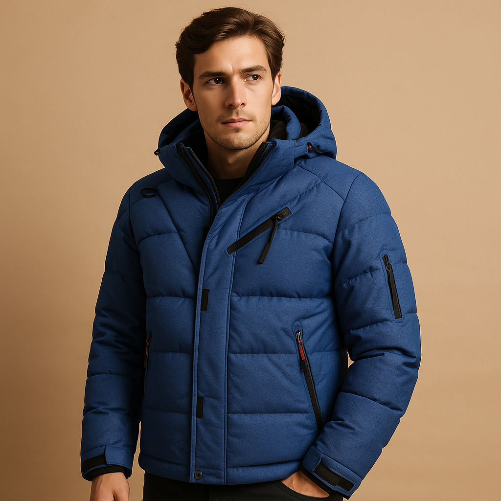 Men's hooded puffer jacket – black – Edward Lawson